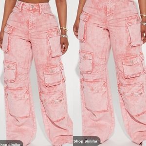 Pink Fashion Nova Wide Leg Cargo Pant